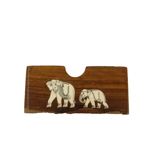 Sheesham Wood Handcrafted Visiting Card Holder with Acrylic Inlay Work