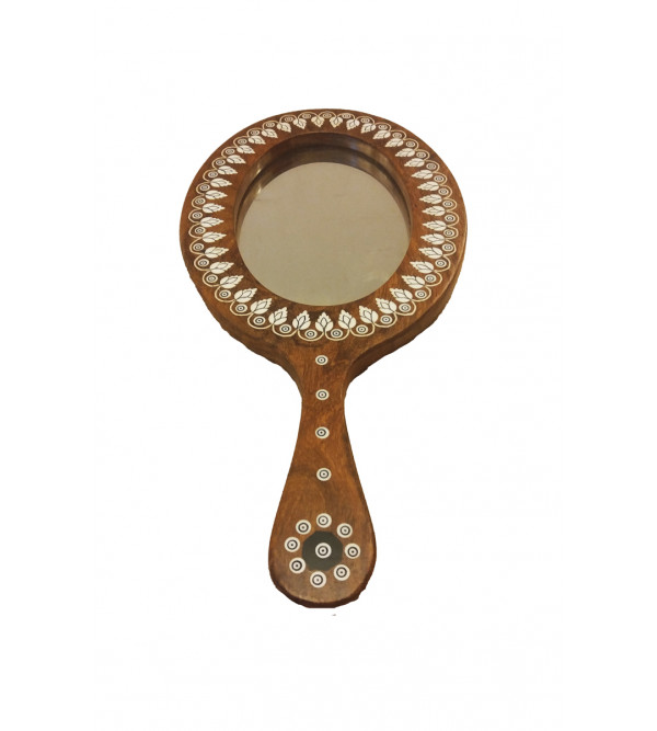 Sheesham Wood Handcrafted Hand Mirror with Acrylic Inlay Work