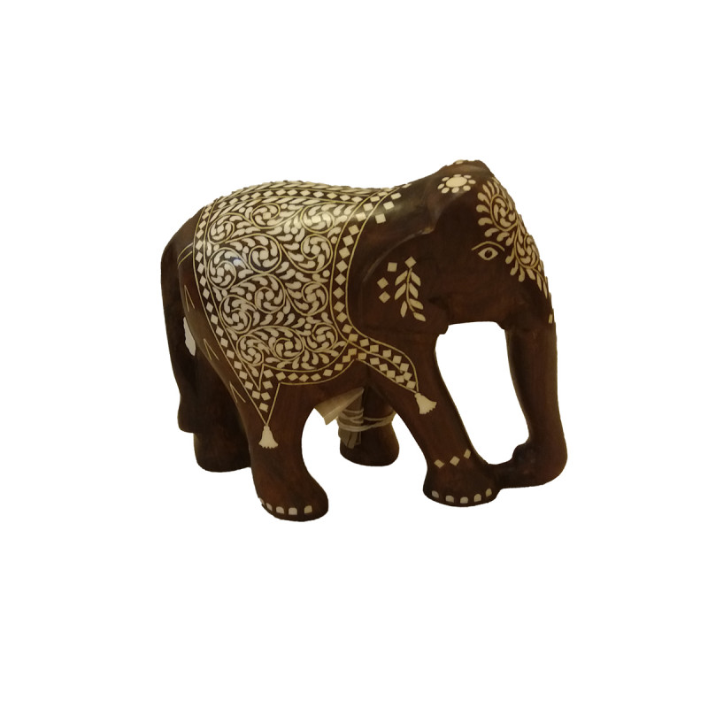 Sheesham Wood Handcrafted Elephant with Acrylic Inlay Work