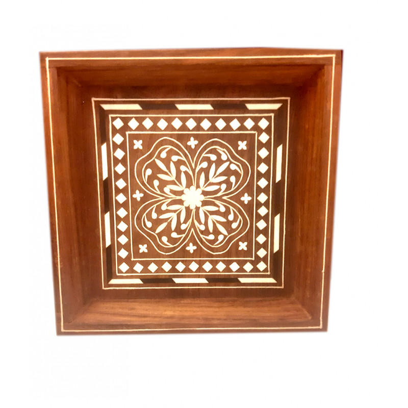 INLAID SQUARE TRAY FULL WORK  6 INCHX6 INCH