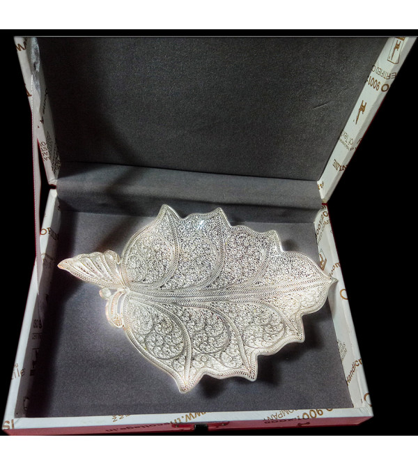 Filigree Silver Handcrafted Leaf Plate