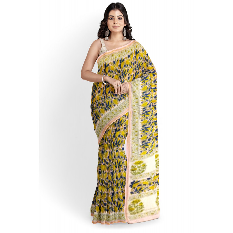 Printed Chanderi Saree With Blouse
