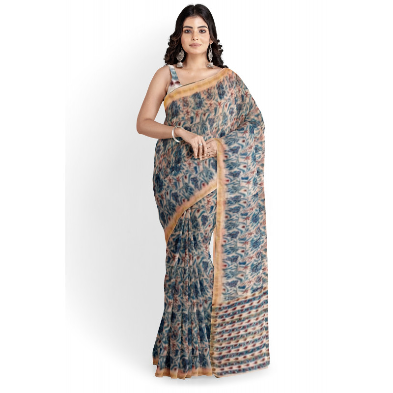 Printed Chanderi Saree With Blouse